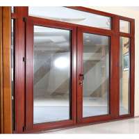 Classic Design Wood Grain Aluminum Front Door and Tempered Glass Doric Hardware for Home Product or Commercial Alu Frame Door